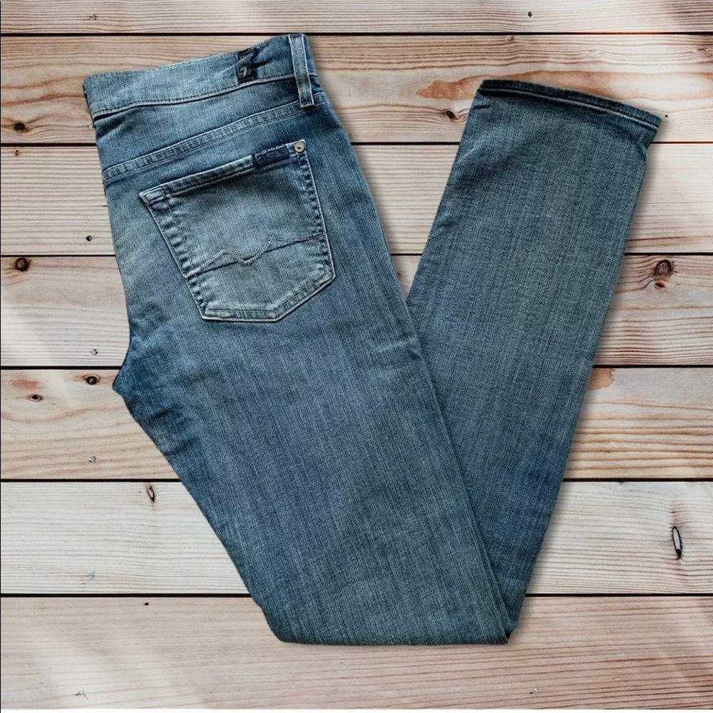 7 for all Mankind Distressed Straight Leg Jeans